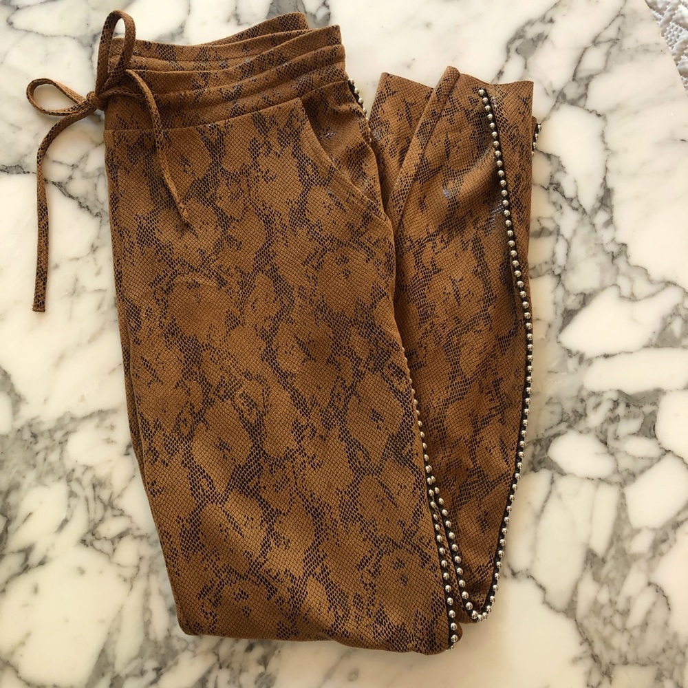 Alberto Makali Snakeskin Studded Pants